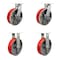 Service Caster 12'' Heavy Duty Red Poly on Metal Caster Set 2 Swivel Lock/Brake 2 Rigid, 4PK CRAN-KP92S1230-PUR-RS-SLB-BSL-2-R-2 - alternate 1
